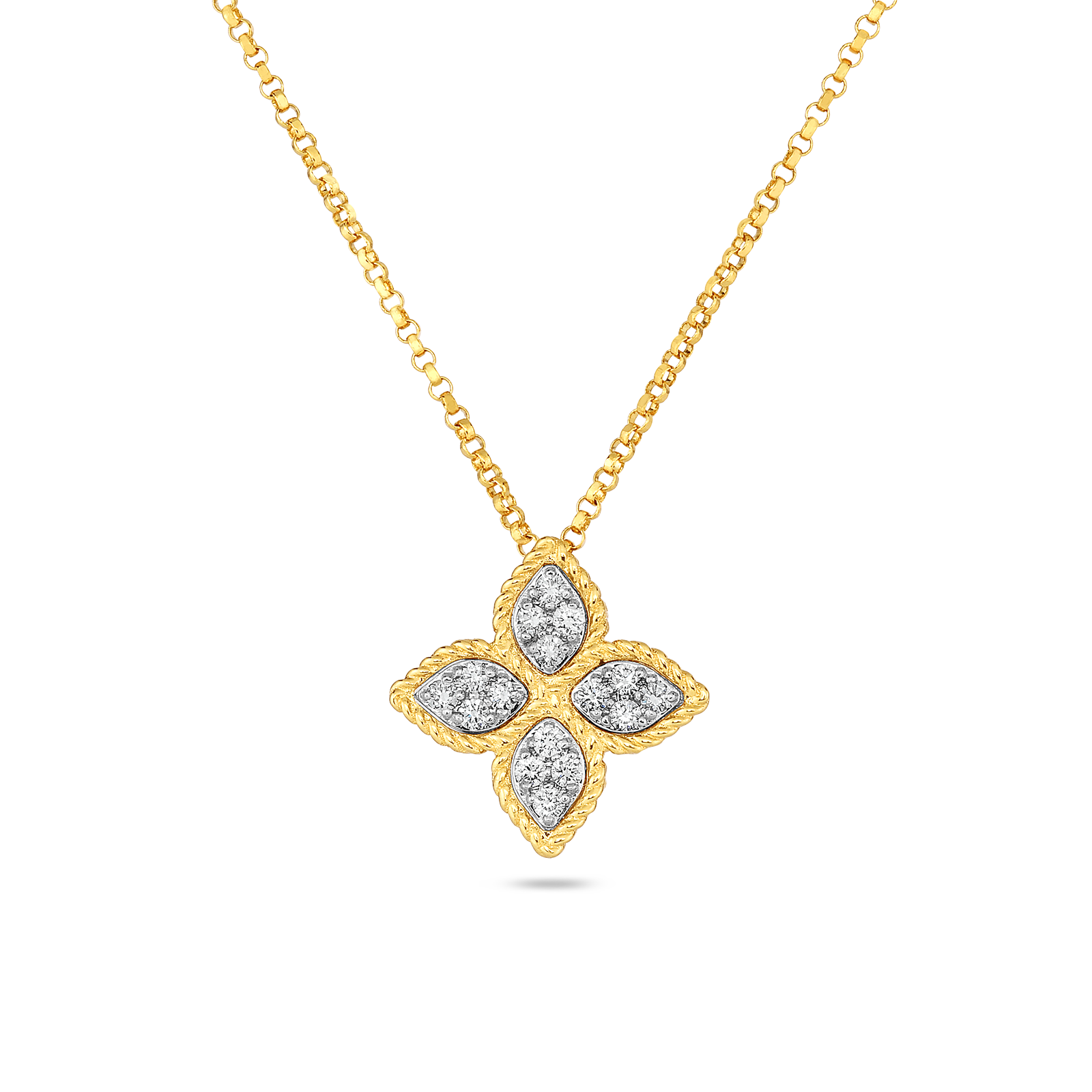 Roberto Coin 18KYW Princess Flower Necklace