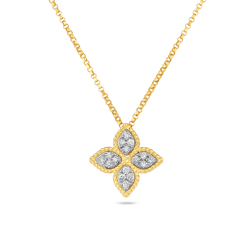 Roberto Coin 18KYW Princess Flower Necklace