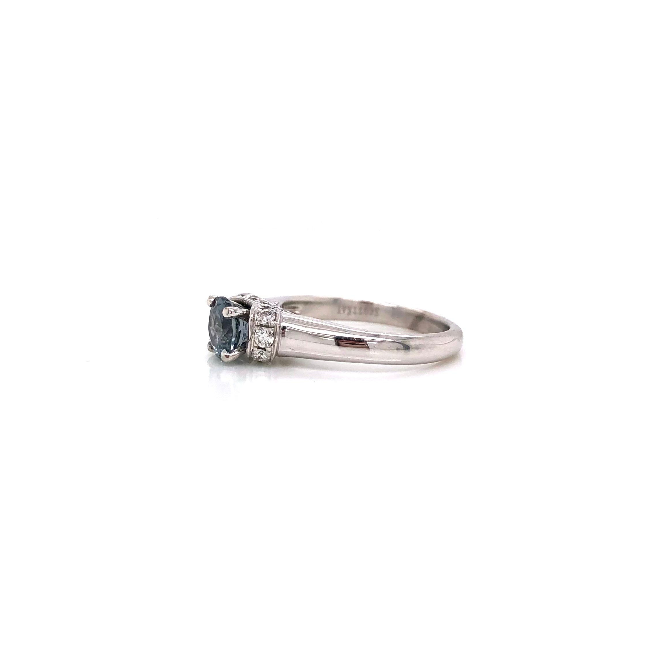 19K White Gold Custom Ring with Grey Spinel and Diamonds