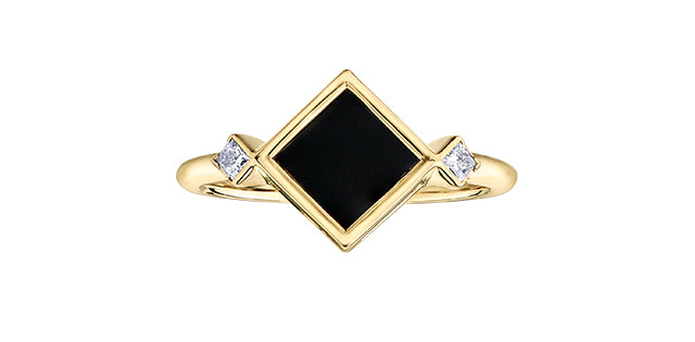 10KY Onyx and Diamond Ring