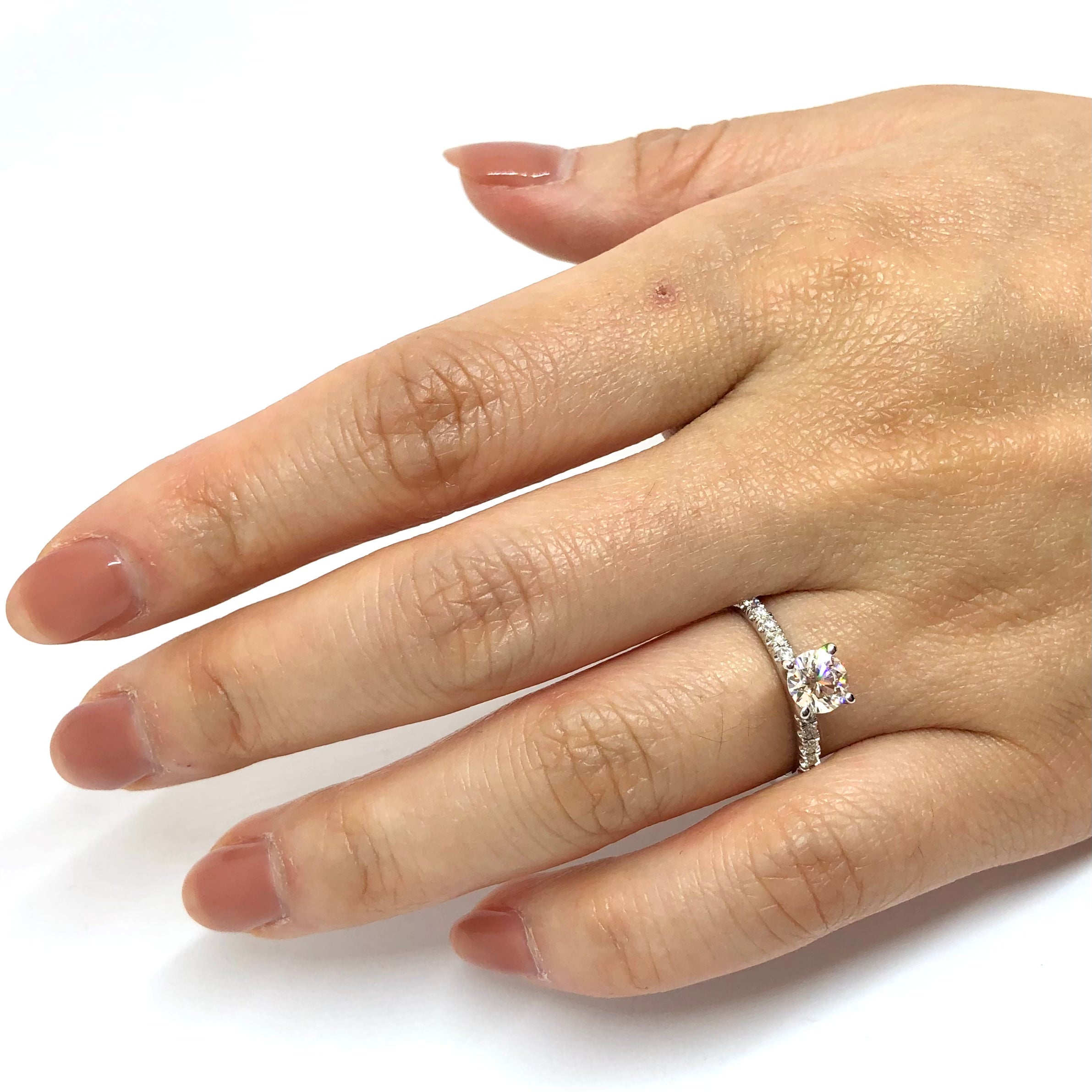 De Beers Forevermark Solitaire Engagement Ring with Shoulder Diamonds