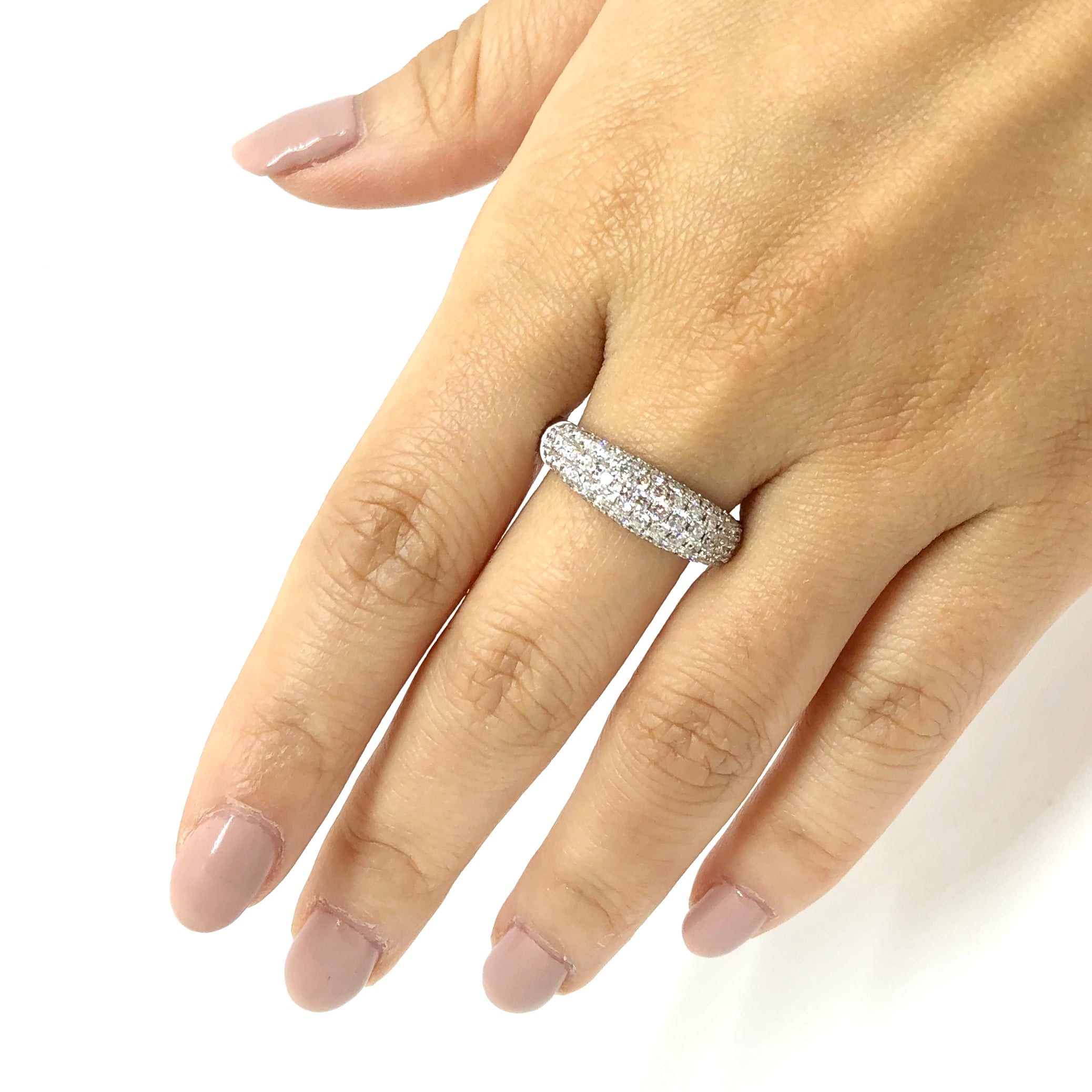 Brilliant 14K White Gold Pave Diamond Band