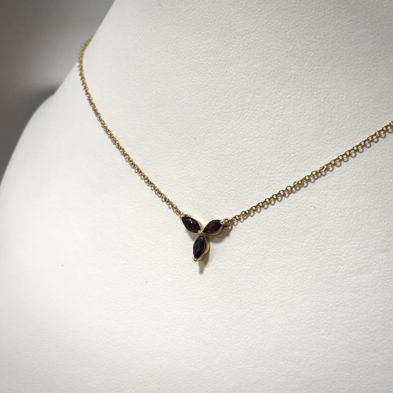 10KY Marquise-Cut Garnet Necklace