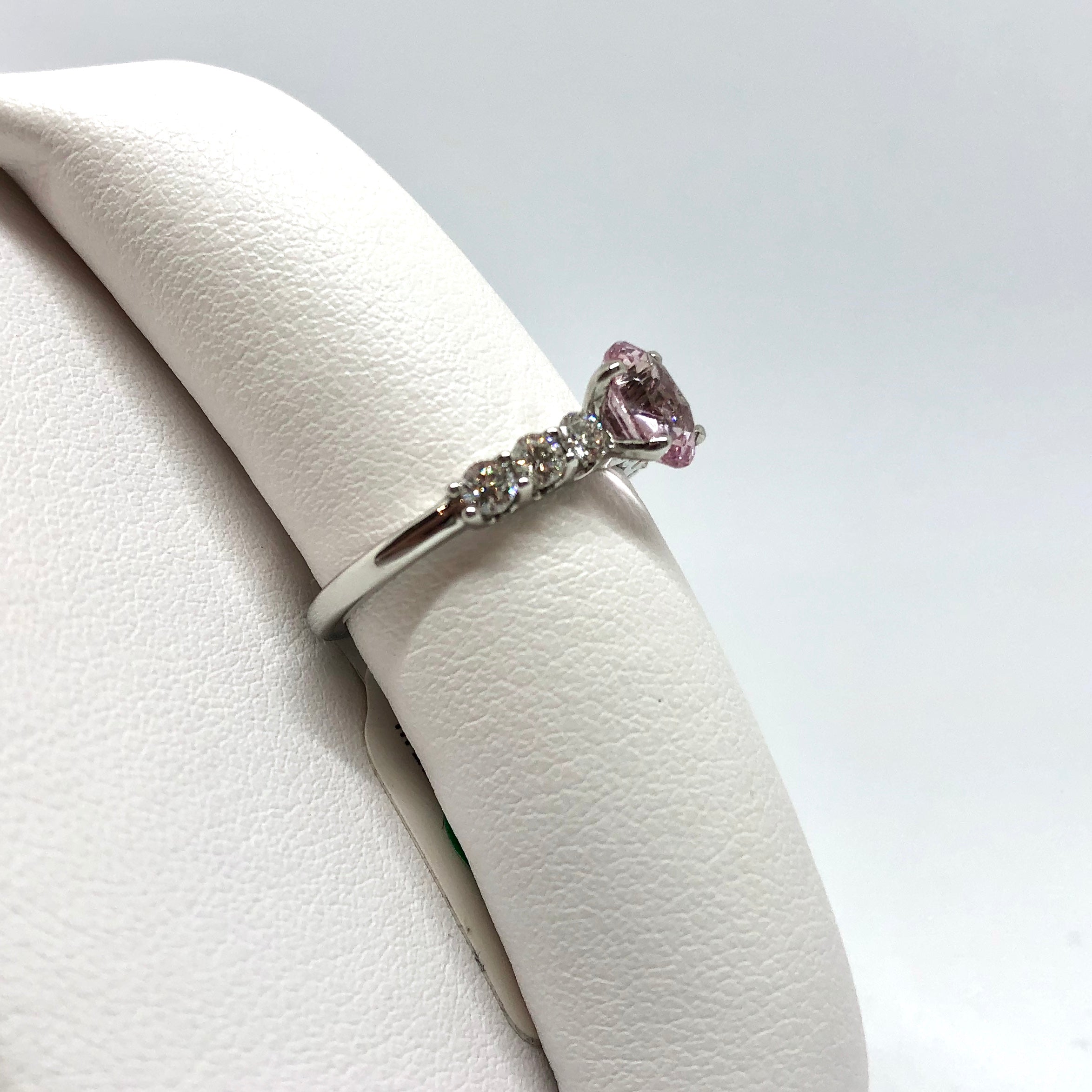 Peach Sapphire and Diamond Ring in 14K White Gold