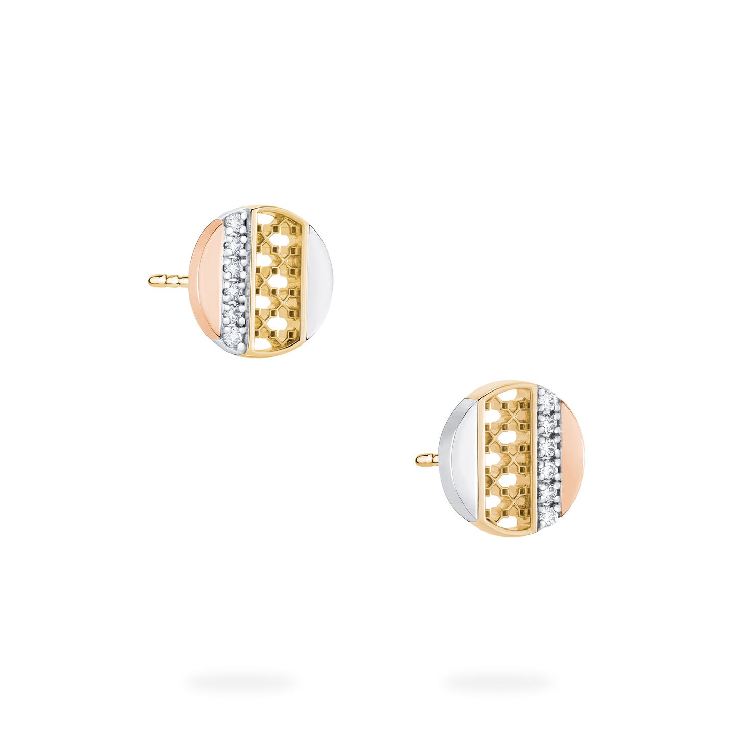 Birks Dare to Dream Tri-Gold Circle DIamond Studs