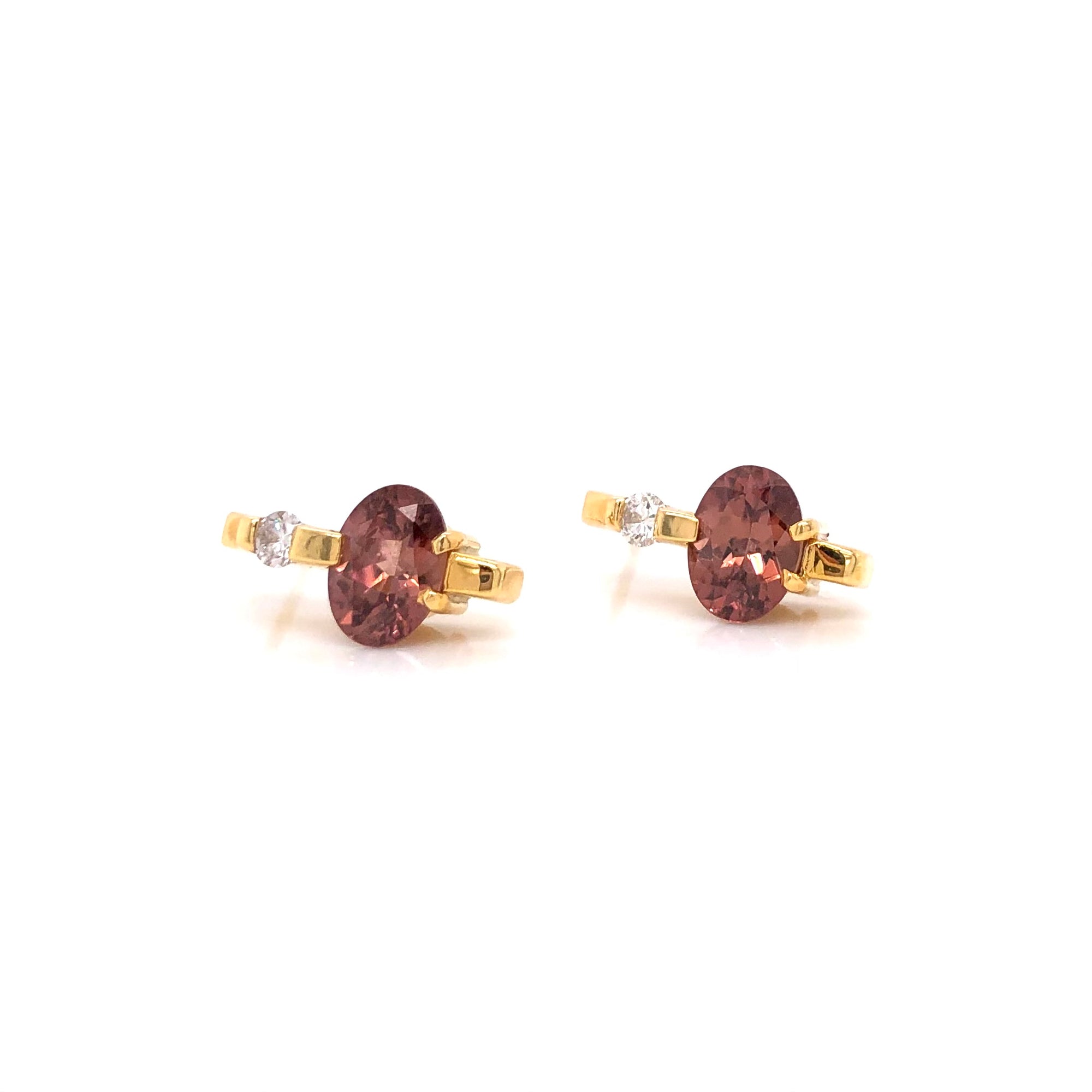 14K Yellow Gold Cognac Zircon Earrings