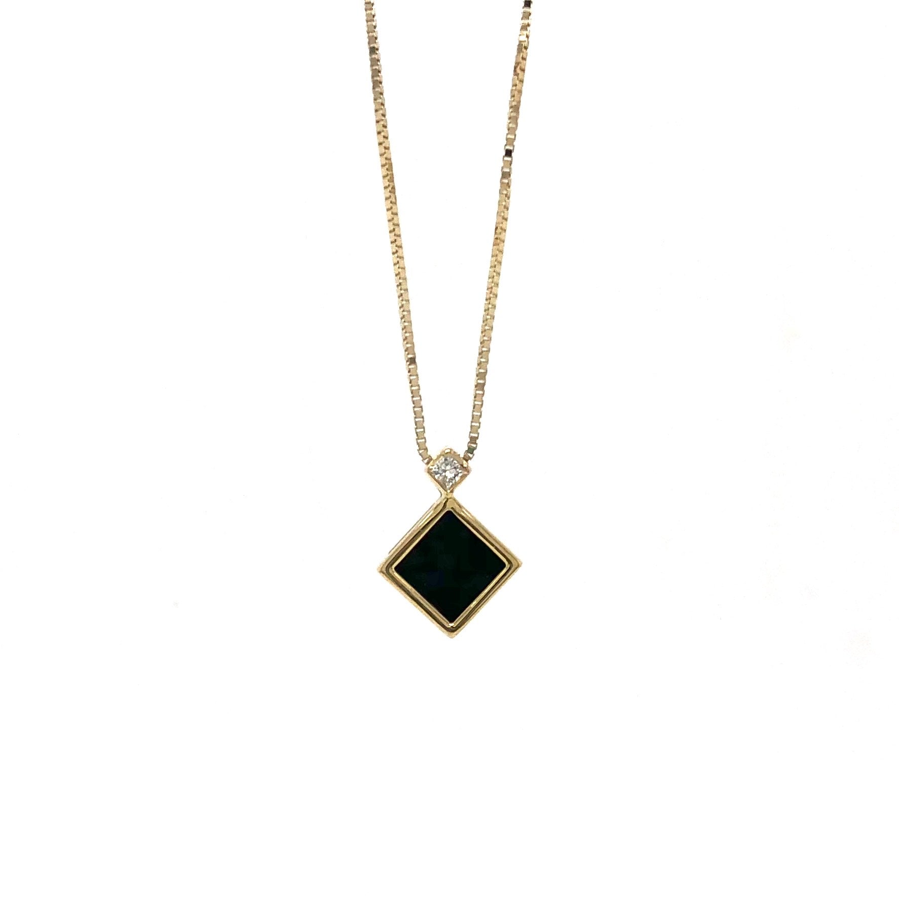 10KY Square Black Onyx Necklace