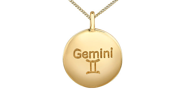 10K Yellow Gemini Zodiac Necklace with Diamonds