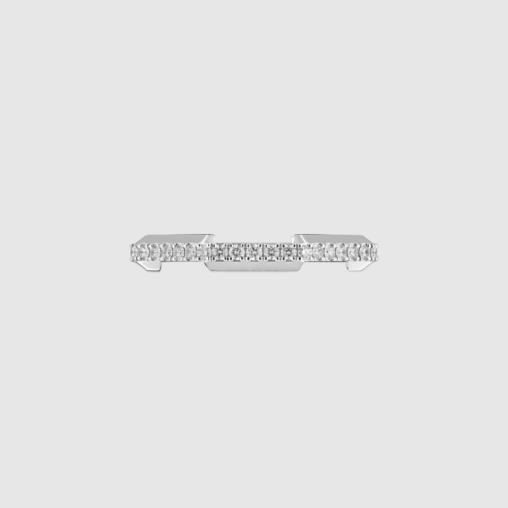 Gucci 18K White and Diamonds Link to Love Ring
