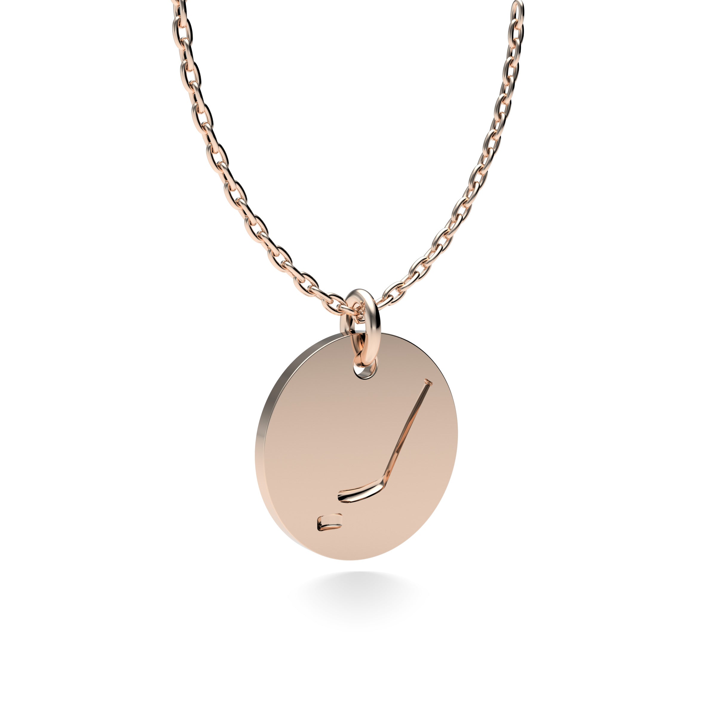 Rose Gold Plated Silver Hockey Pendant with 18'' Chain