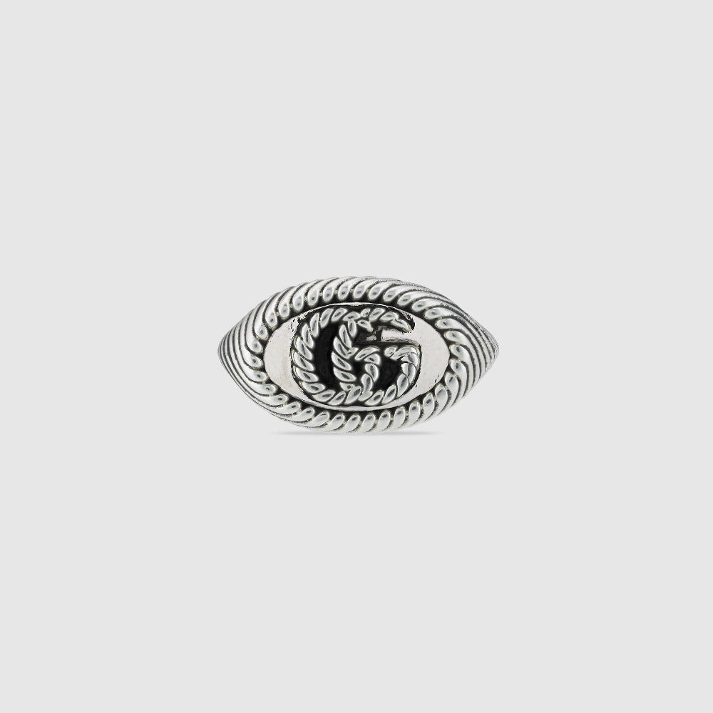 Gucci Aged Silver 9mm Chevalier GG Marmont Ring