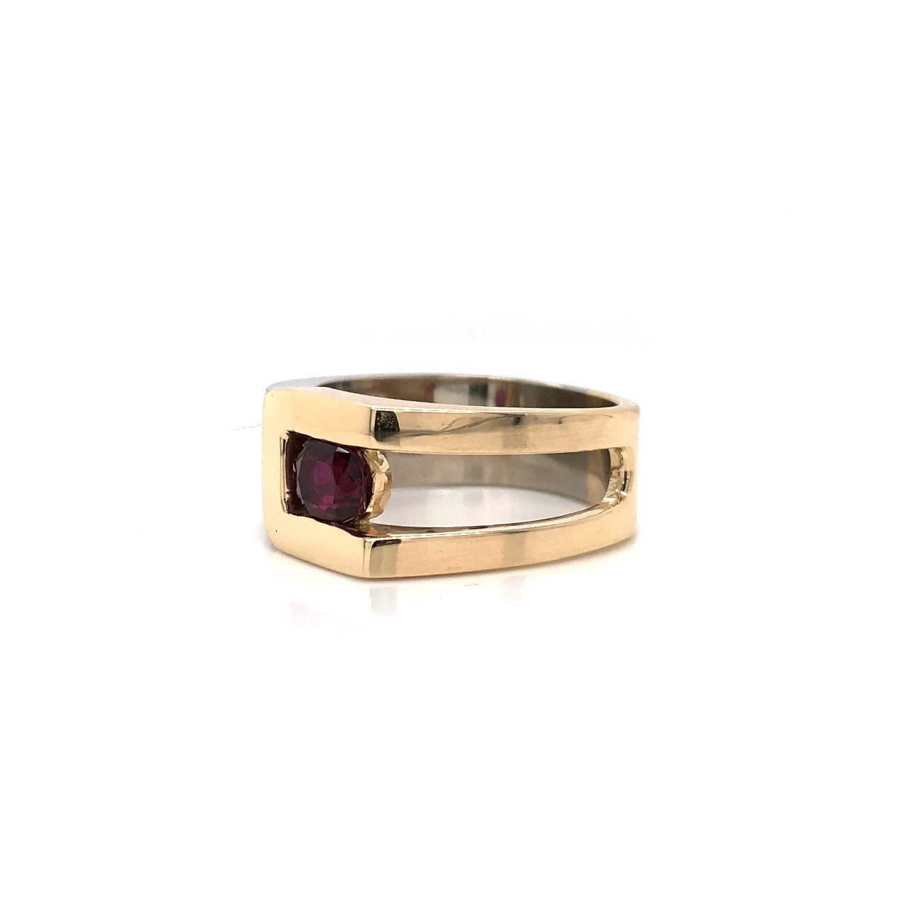 14K White & Yellow Gold Custom Design Ruby & Diamond Ring