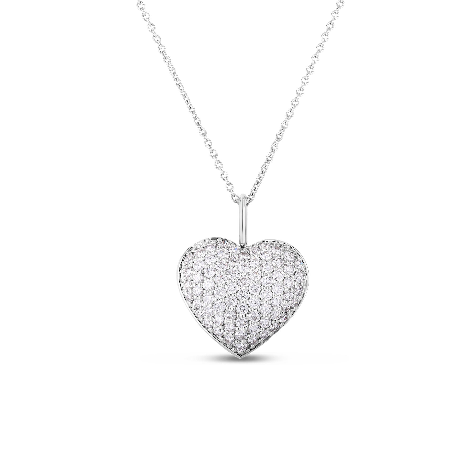 Roberto Coin 18KW Puffed Heart Necklace
