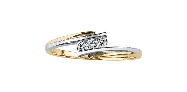 10k Gold Two-Tone Ladies Diamond Bypass Ring