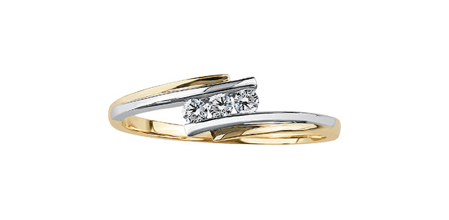 10K Gold Two-Tone Ladies Diamond Bypass Ring