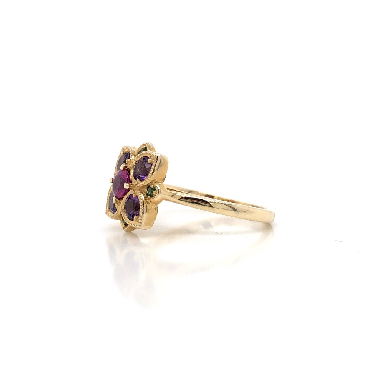 14KY Multi-Colour Gemstone Flower Ring