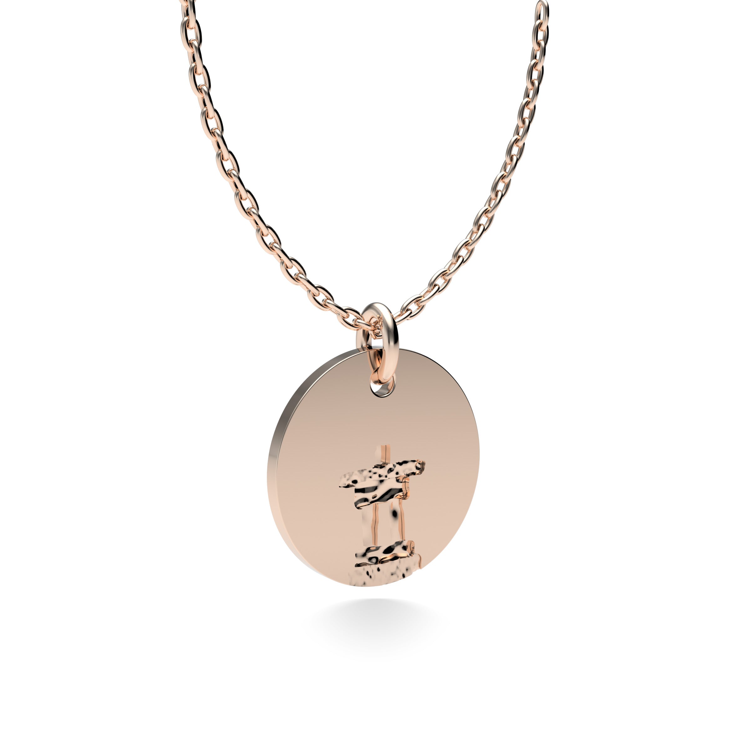 Rose Gold Plated Silver Inukshuk Pendant with 18'' Chain
