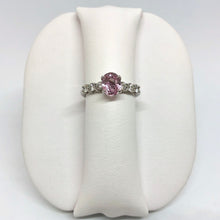 Peach Sapphire and Diamond Ring in 14K White Gold