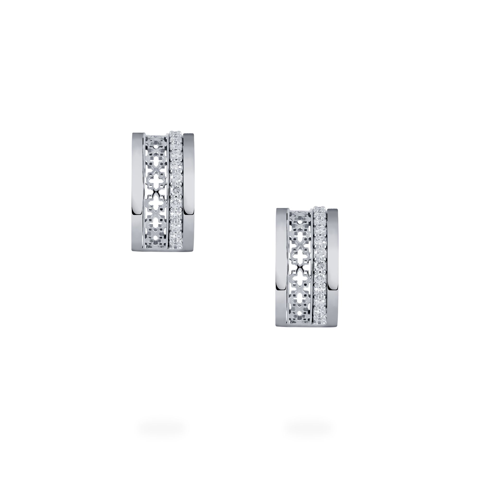 Birks Muse 18K White Gold and Diamond Huggie Earrings