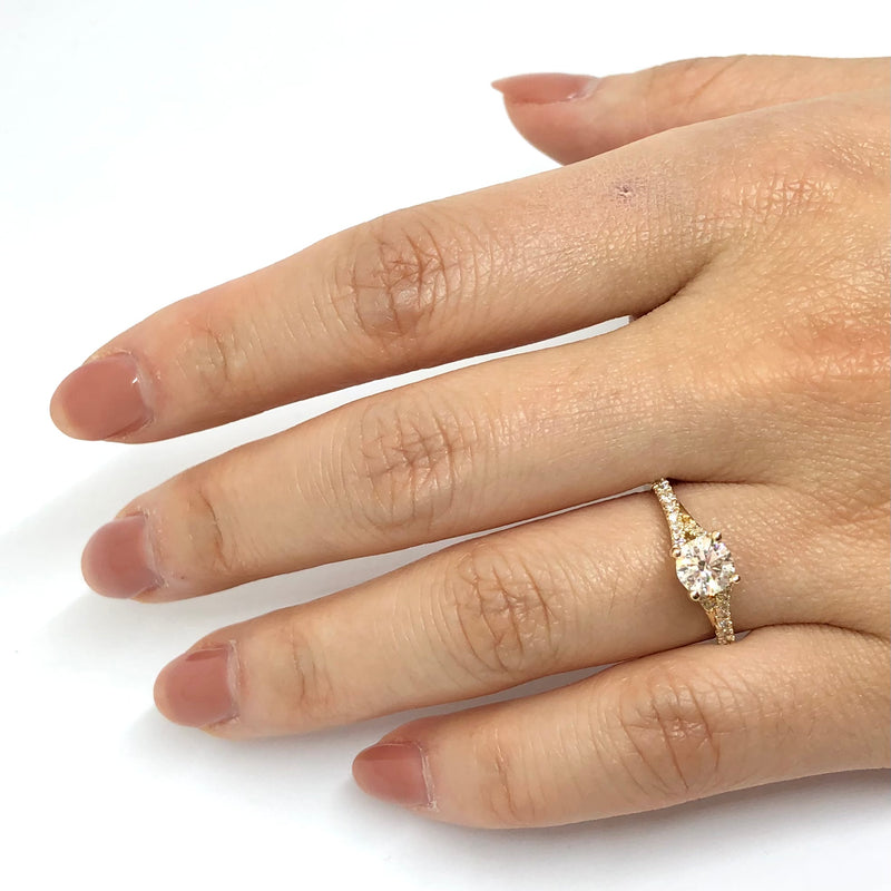 Forevermark Solitaire Engagement Ring with Shoulder Diamonds