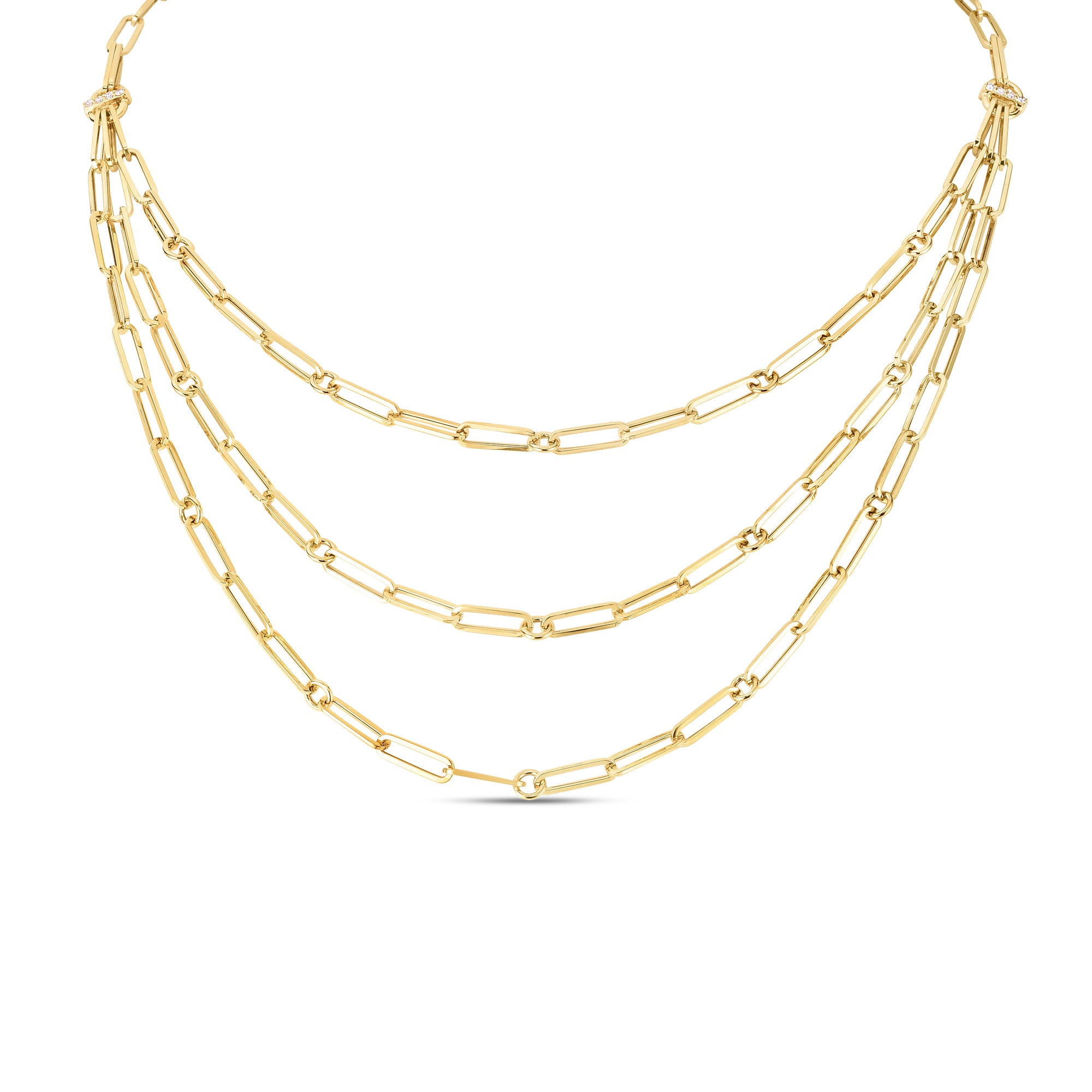 Roberto Coin 18KY Designer Gold Triple Strand Necklace