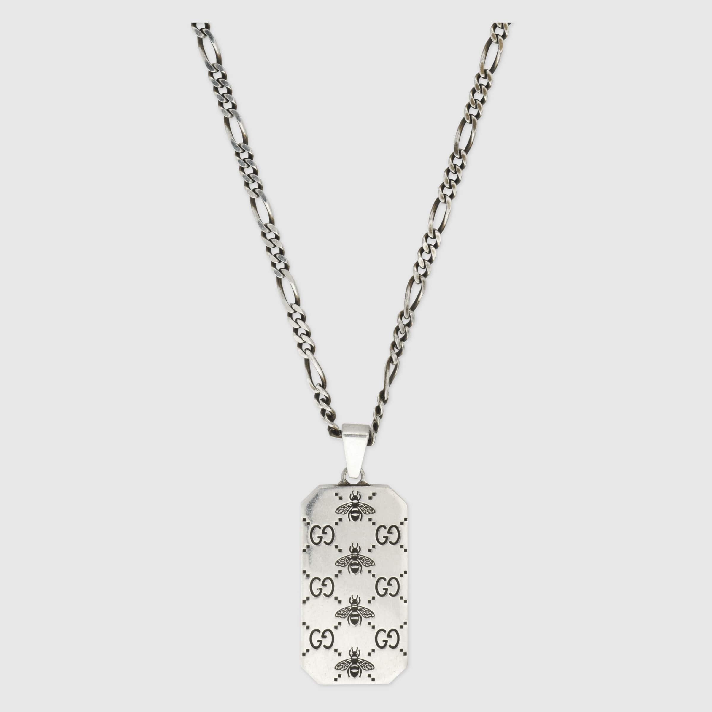 Gucci SIlver GG and Bee Dogtag Necklace