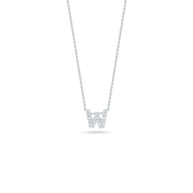 Roberto Coin 18K Diamond Love Letter Necklace "W"