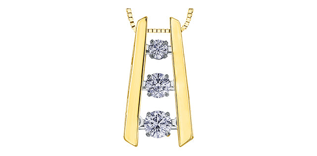 10K Yellow Diamond Pulse Pendant 0.30ctw (Chain Included)