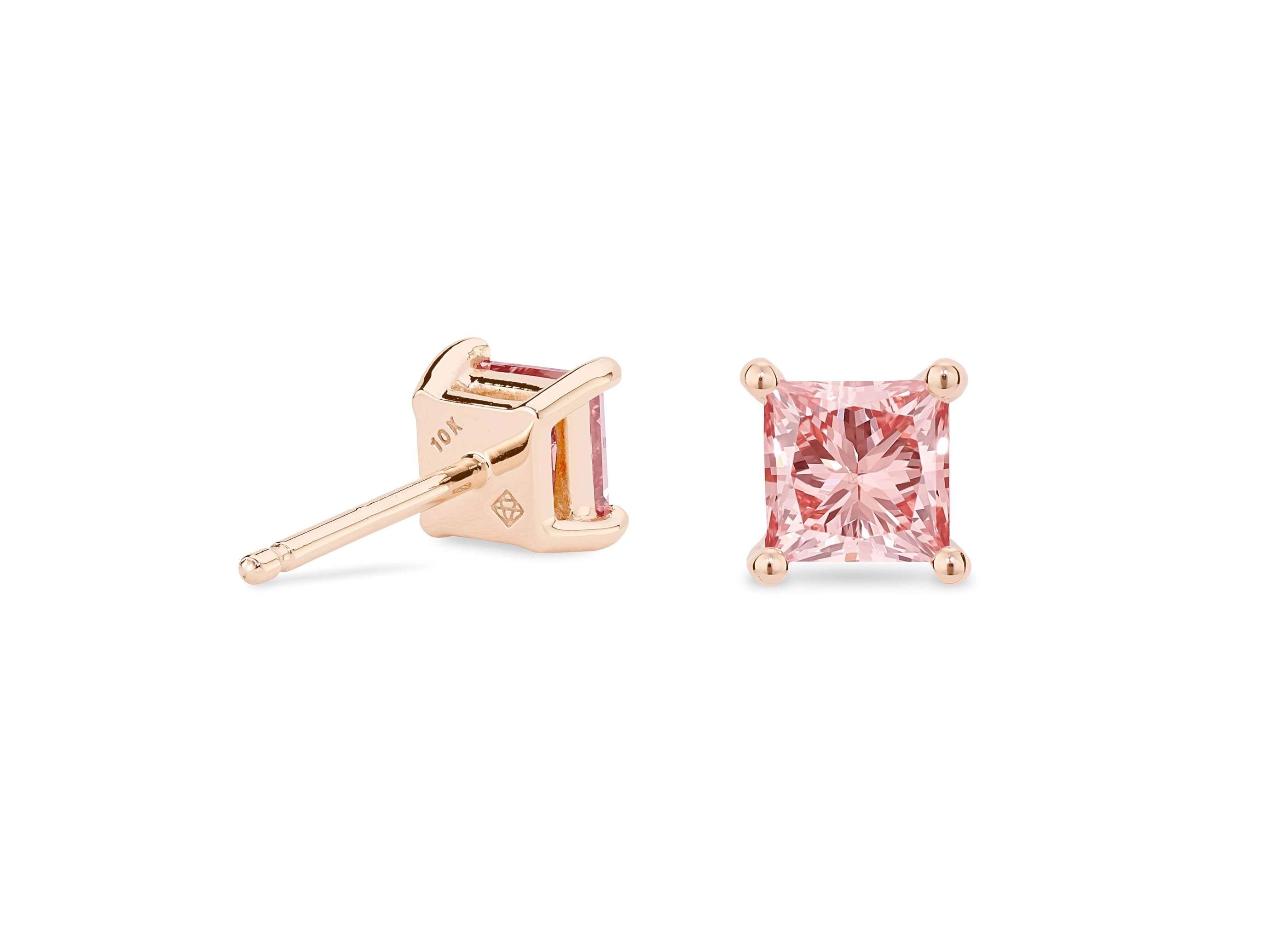 Lightbox Jewelry 10KR Princess Studs 1ctw Pink LGD