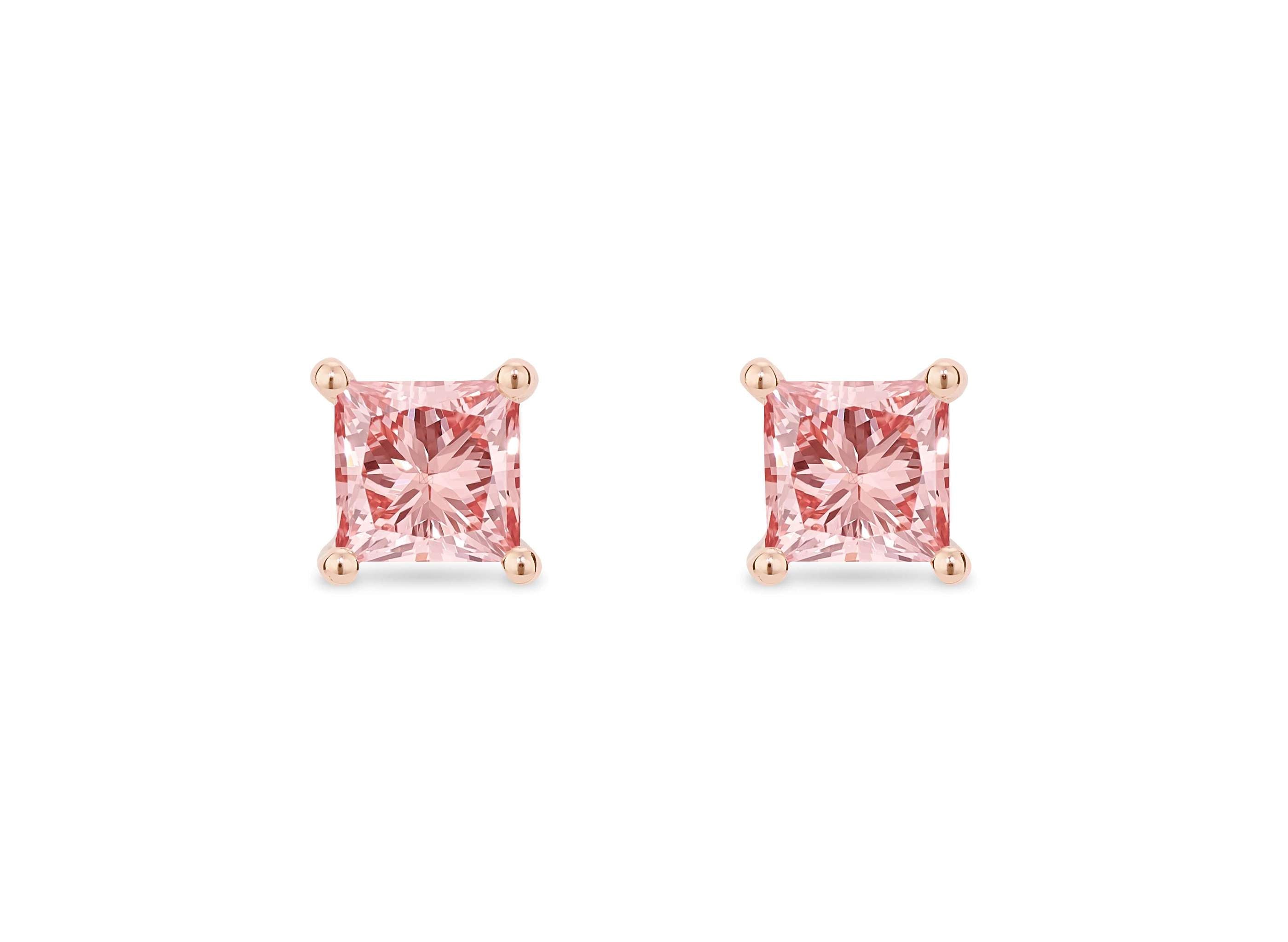 Lightbox Jewelry 10KR Princess Studs 1ctw Pink