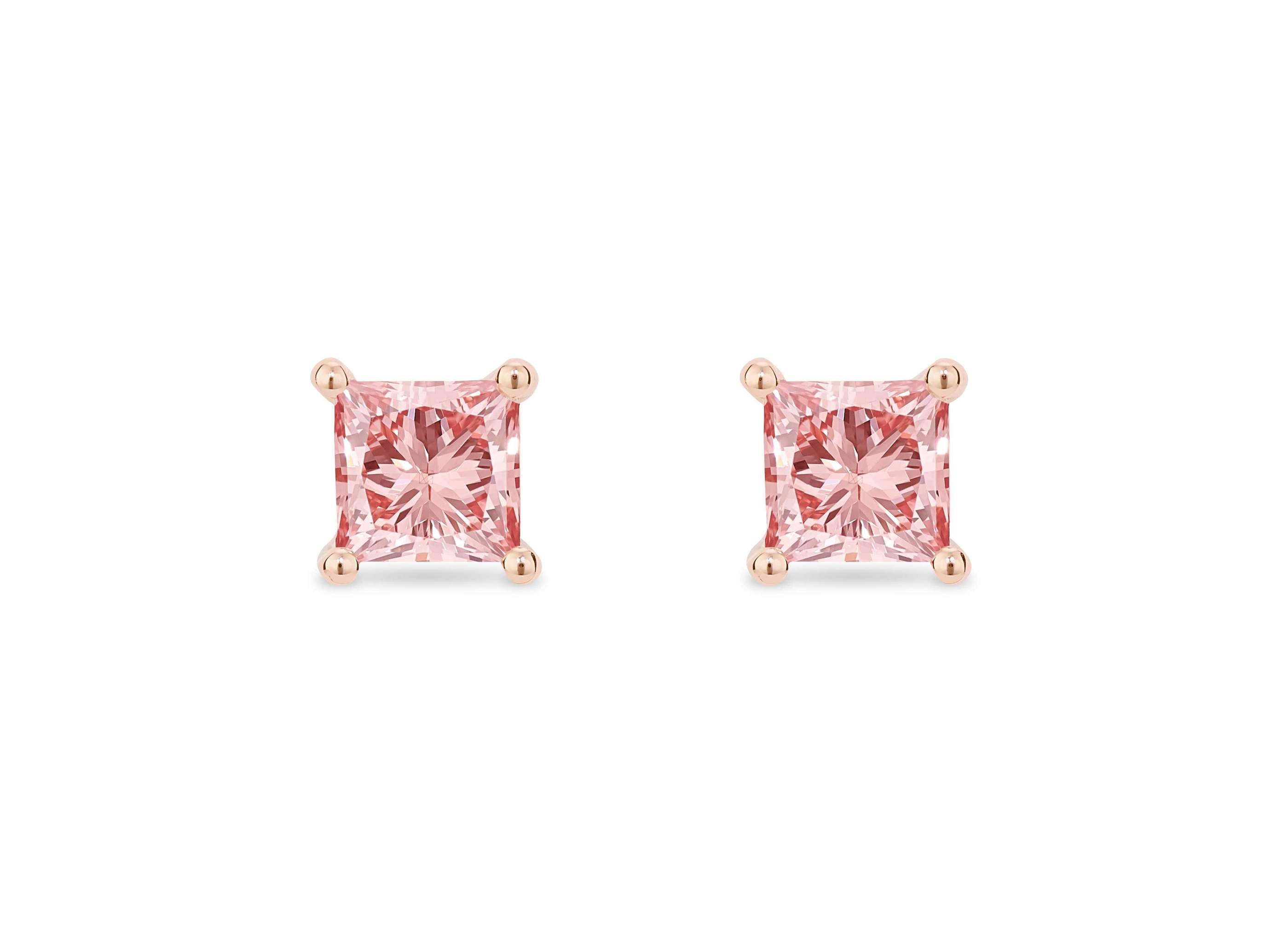 Lightbox Jewelry 10KR Princess Studs 1ctw Pink LGD