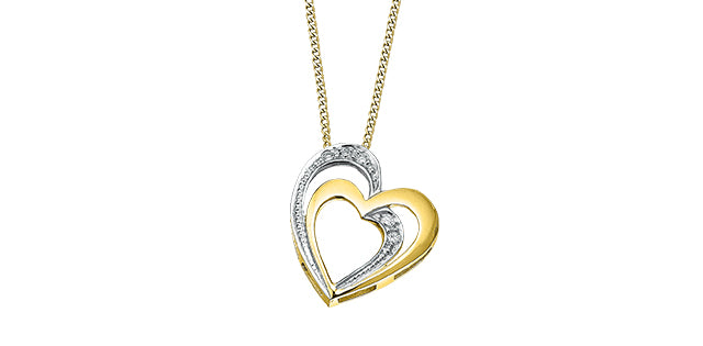 10K Gold Two-Tone Diamond Heart Pendant