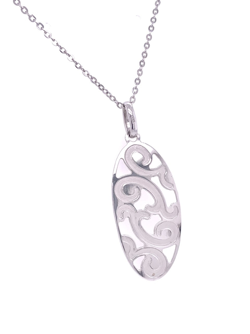 14K White Oval Necklace