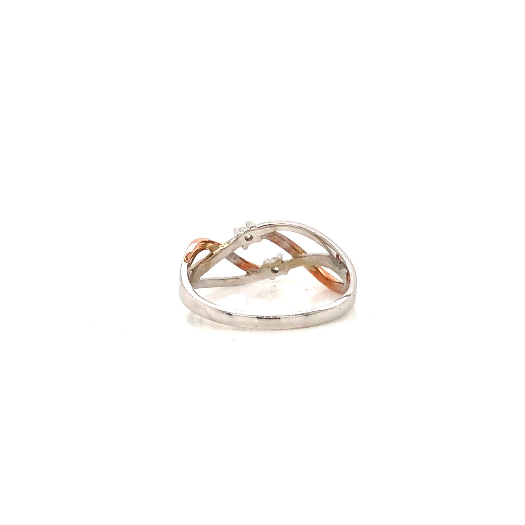 10K White and Rose Gold Woven Diamond Ring