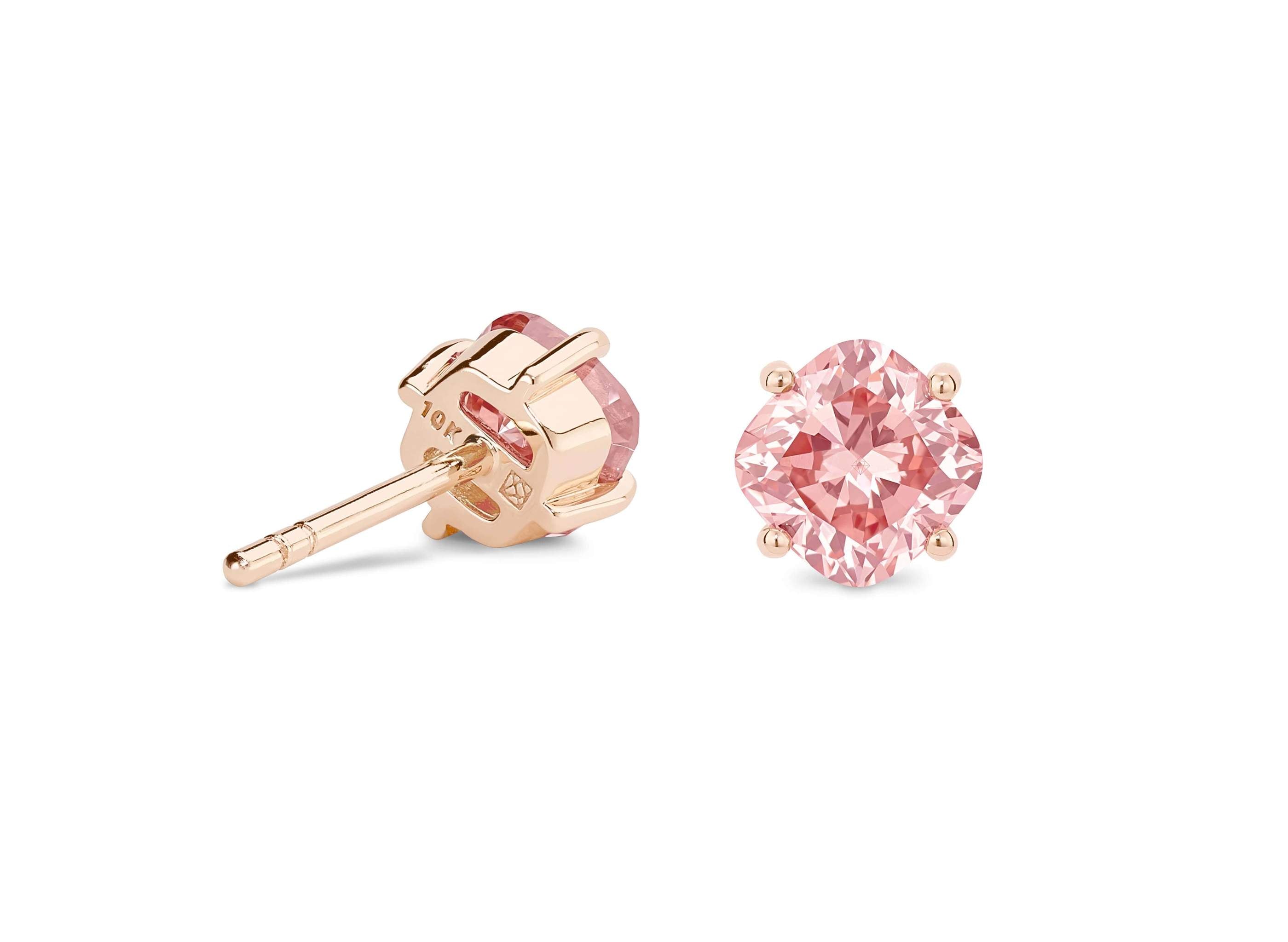 Lightbox Jewelry 10KR Cushion Studs 1.5ctw Pink LGD