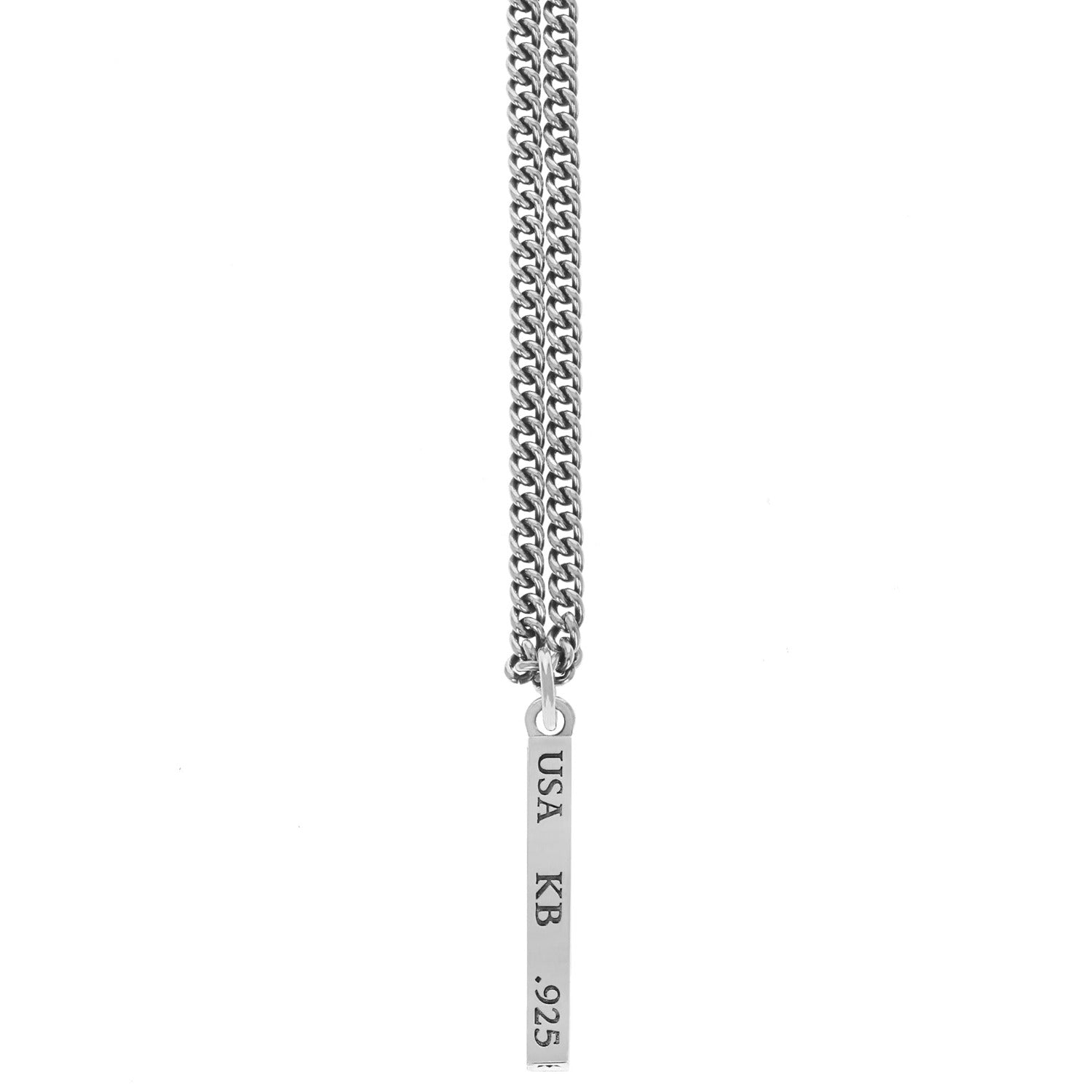 King Baby Silver Bar Pendant 18" Curb Link Chain