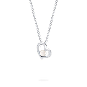 Birks Silver Heart Necklace with Pearl