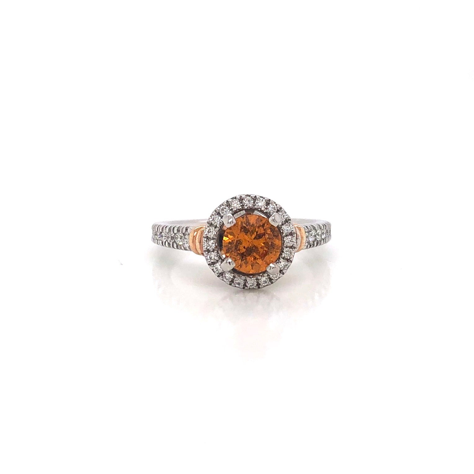 White Gold and Spessartite Garnet Ring