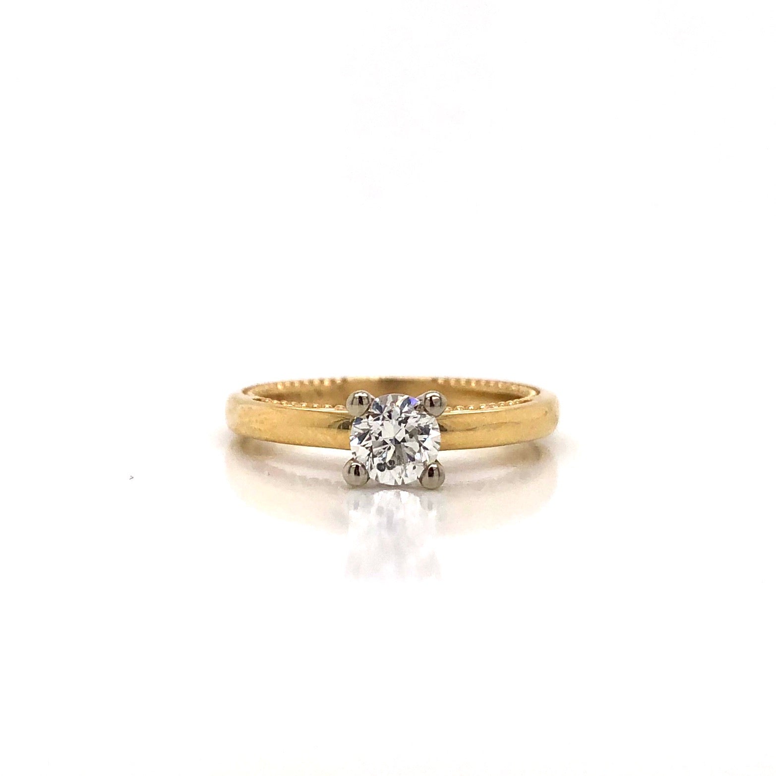 14K Yellow Gold Solitaire Diamond Engagement Ring With Filigree Detailing
