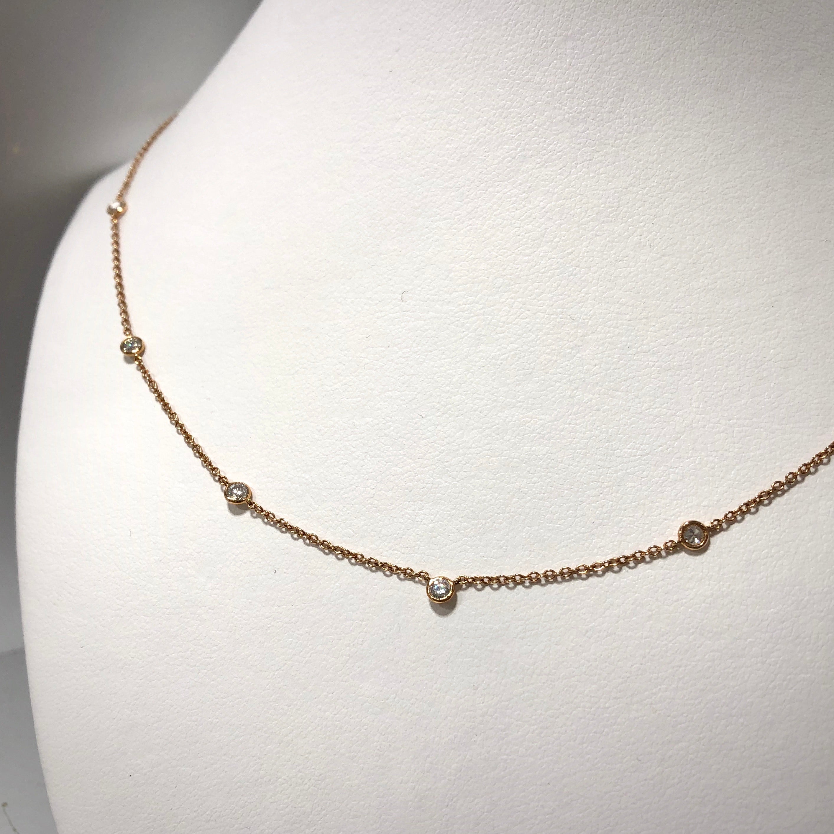 18K Rose Gold 7 Diamond Necklace