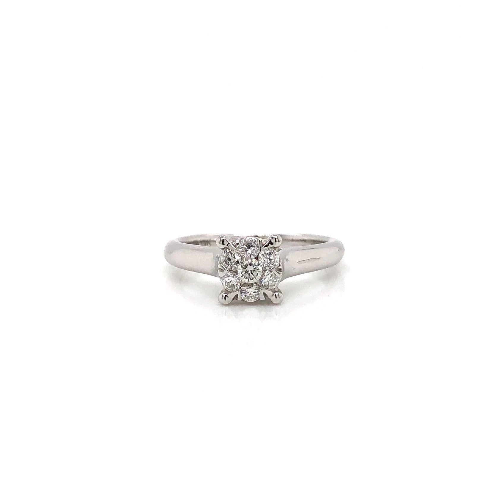 14K White Gold 0.33ct Multi Diamond Invisible Set Solitaire Style Ring