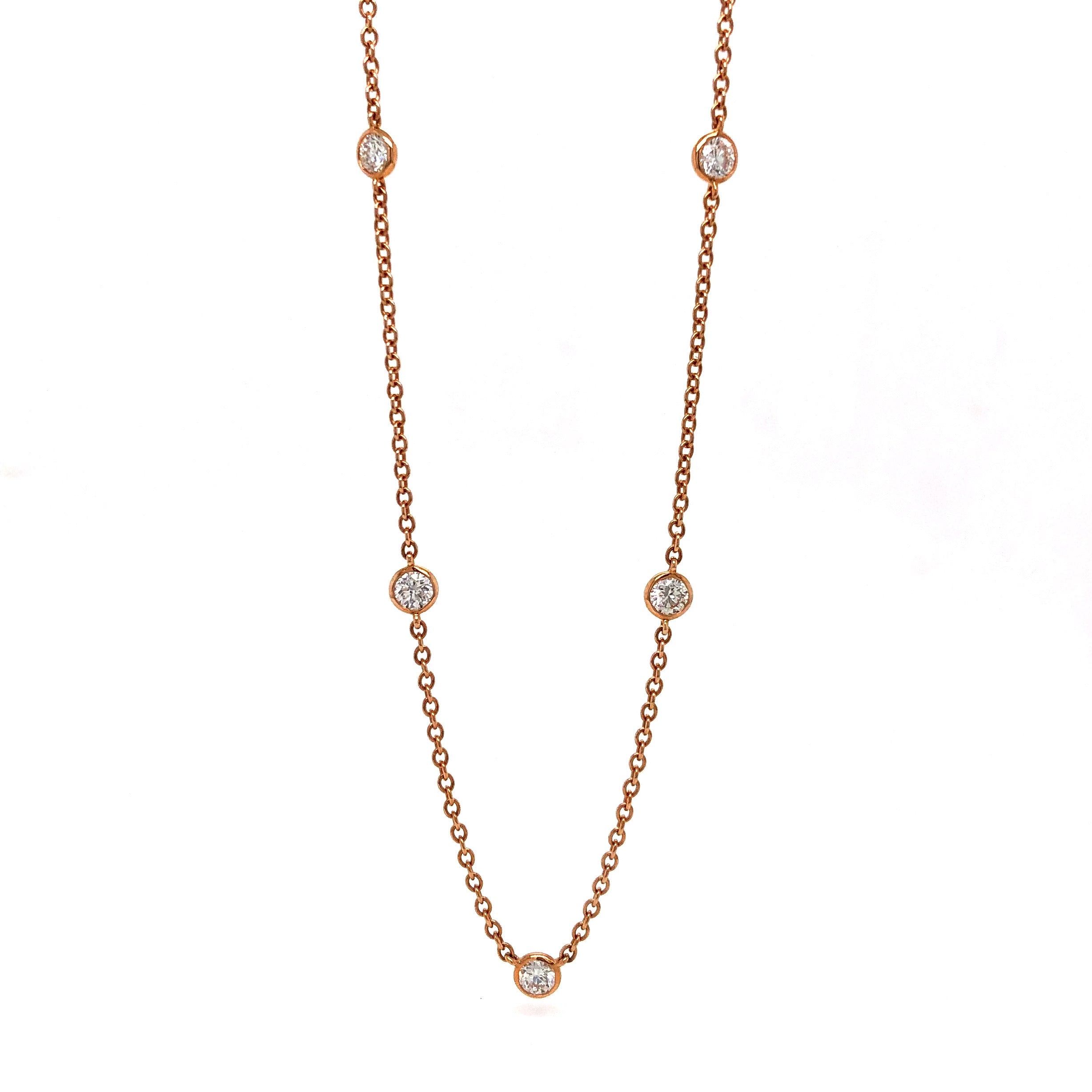 18K Rose Gold 7 Diamond Necklace