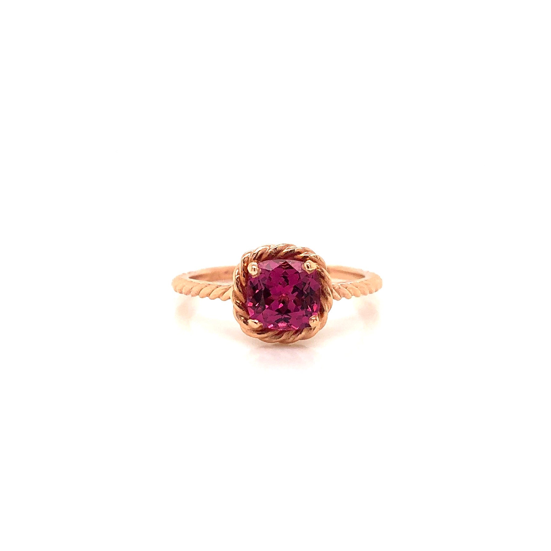 Rose Gold Cushion Cut Pink Spinel Ring