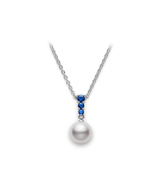 Mikimoto Morning Dew Akoya Cultured Pearl Pendant with Blue Sapphire