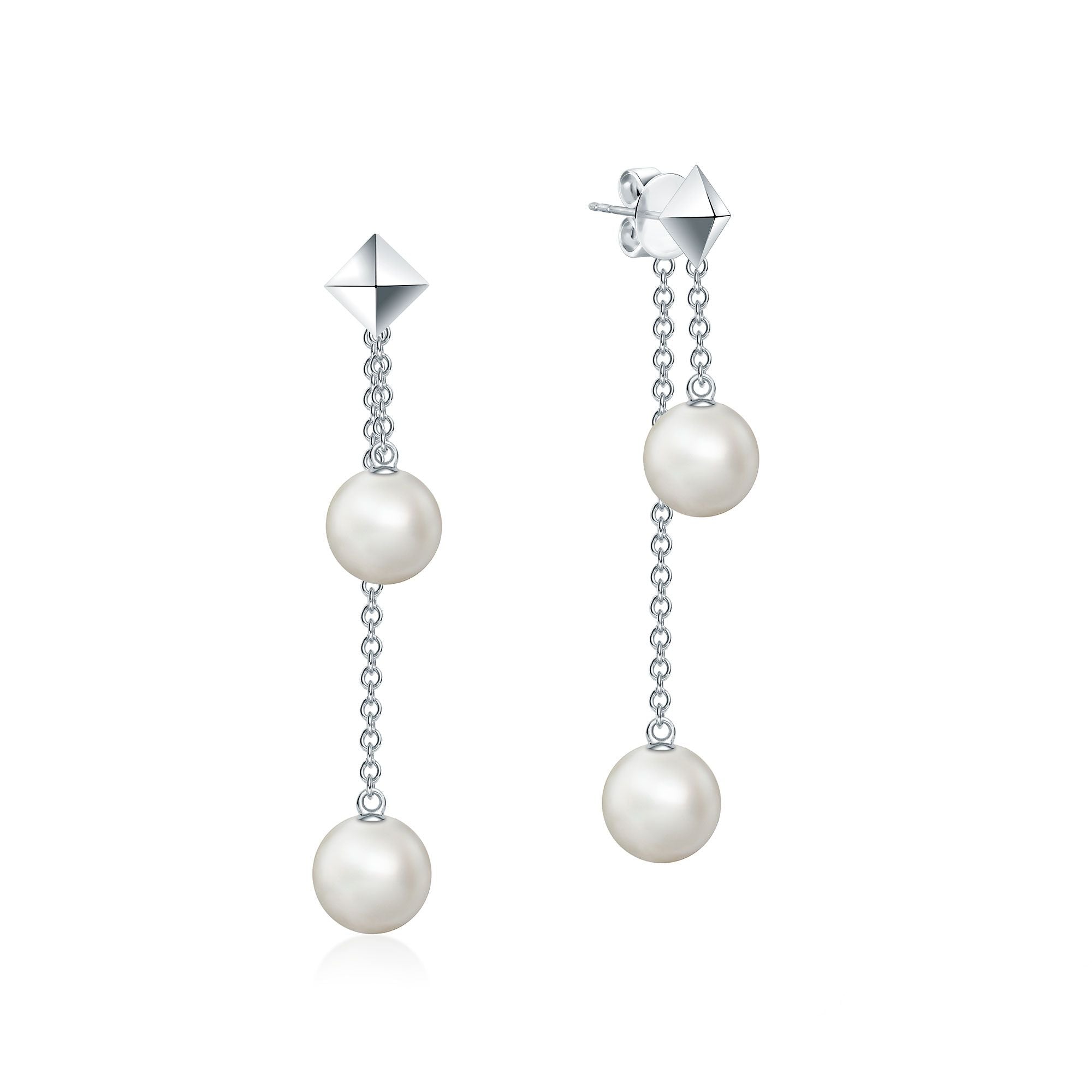Birks Rock & Pearl Silver Double Drop Earrings
