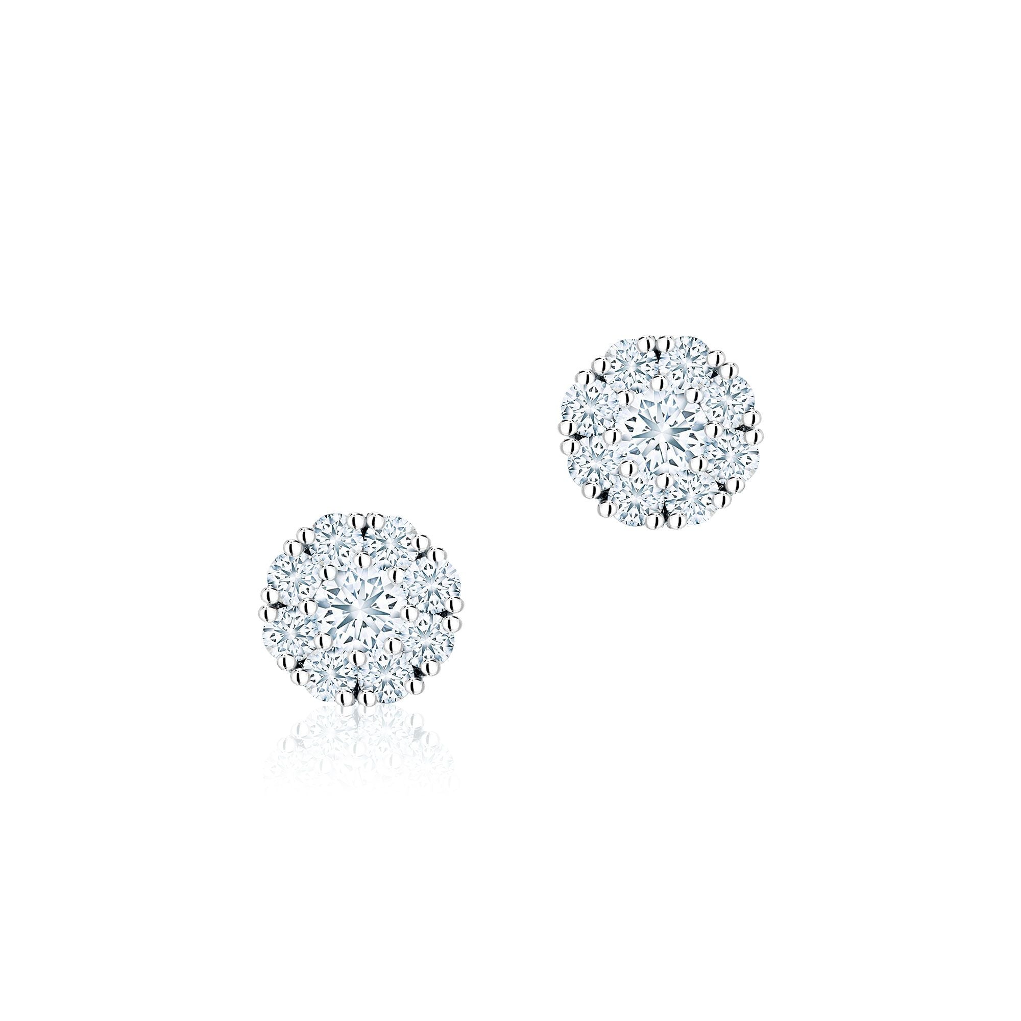 Birks Snowflake Cluster 18K White Diamond Stud Earrings