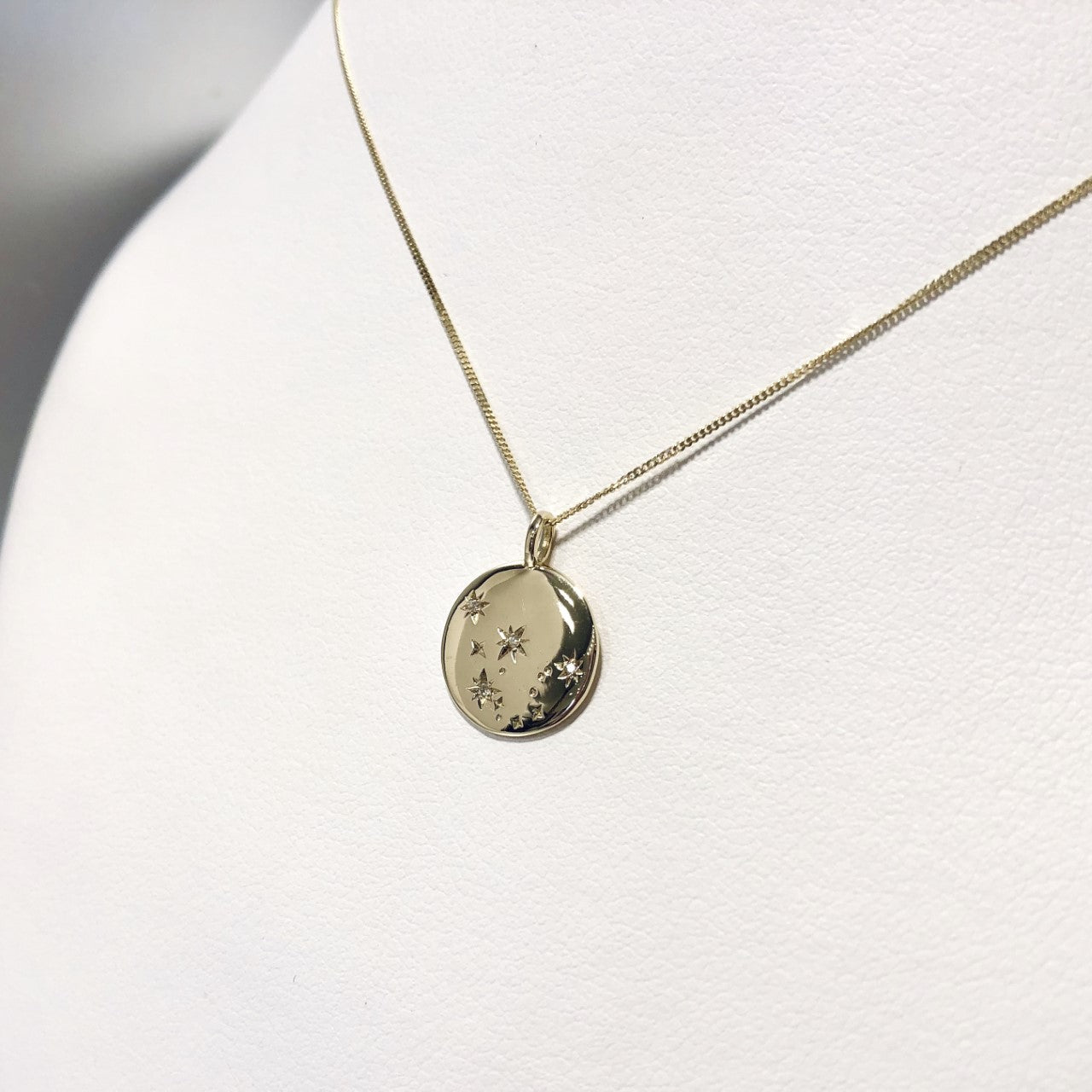 10K Yellow Aquarius Zodiac Necklace with Diamonds