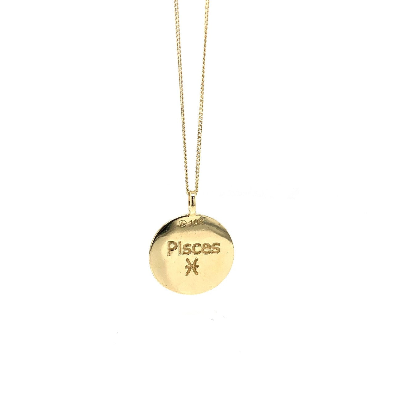 10K Yellow Pisces Zodiac Necklace with Diamonds