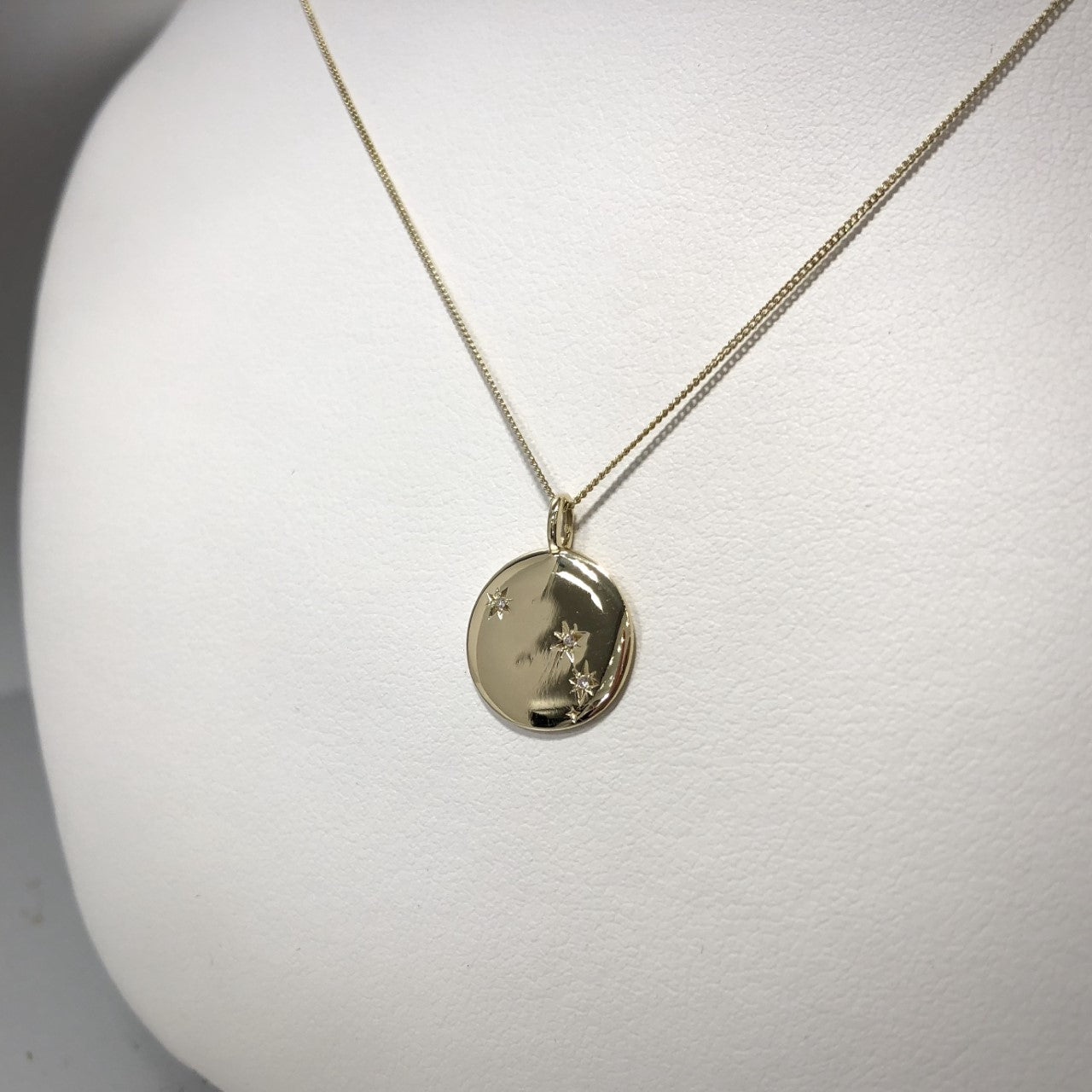 10K Yellow Aries Zodiac Necklace with Diamonds